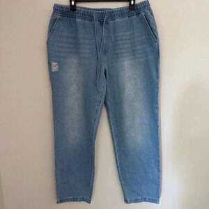 Women's Denim Joggers Comfy Casual XXL Light Blue Y2K Vacation Loungewear New